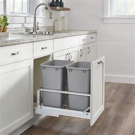 Rev A Shelf Double Quart Bottom Mount Waste Container Aluminum