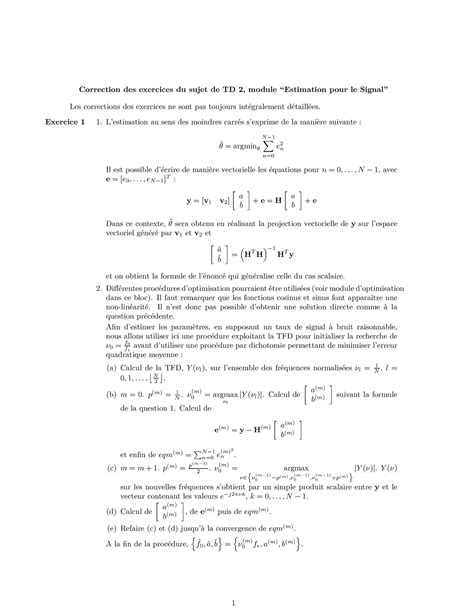 TD2 Estim Corrige TD2 Enonce Correction Des Exercices Du Sujet De