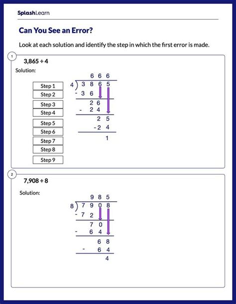 Divide 4 Digit By 1 Digit Numbers Worksheets For Kids Online