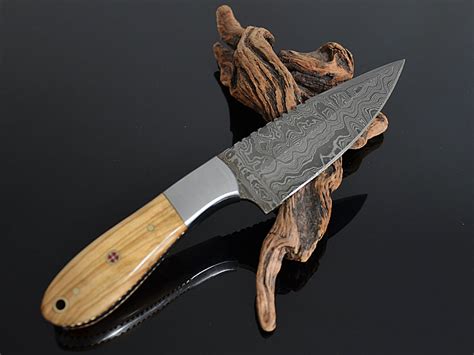 Horizontal Knife Sheath With Damascus Steel Knife Belt Knife Etsy