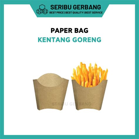 Jual PAPER BAG WADAH KENTANG GORENG KRAFT LAMINASI KOTAK BOX KEMASAN