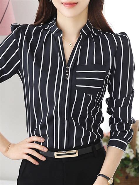 Long Sleeve V Neck Plus Size Blouse Fashionnana Plus Size Blouses