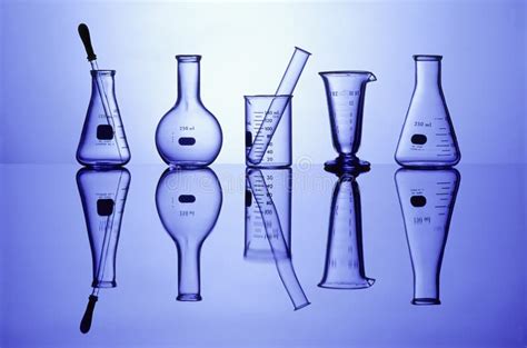 Lab Glassware on Blue stock photo. Image of biology, indoors - 3893262