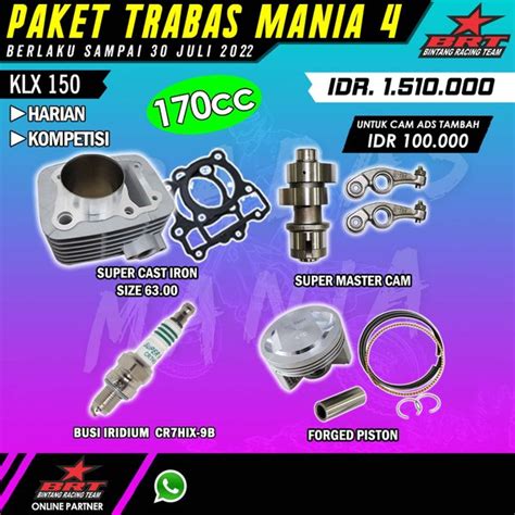 Jual Brt Paket Bore Up Klx Trabas Mania Blok Piston Master