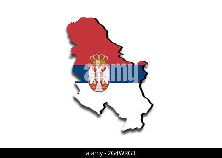 Serbia flag map. Country outline with national flag Stock Photo - Alamy