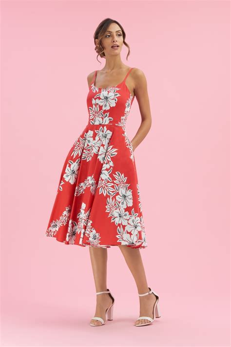 The Pretty Dress Company Hawaiian Midi Swing Dress