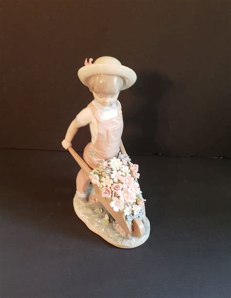 Lladro Little Gardener 1283 Boy With Wheelbarrow Of Etsy Lladro