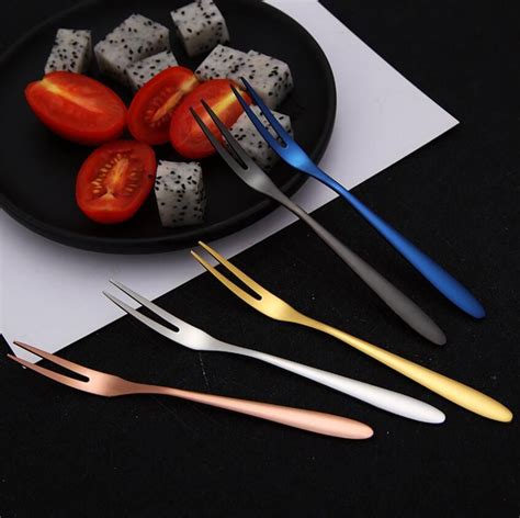 Fruit Fork Luxury Stainless Steel Gold Cake Dessert Forks Lovely Mini