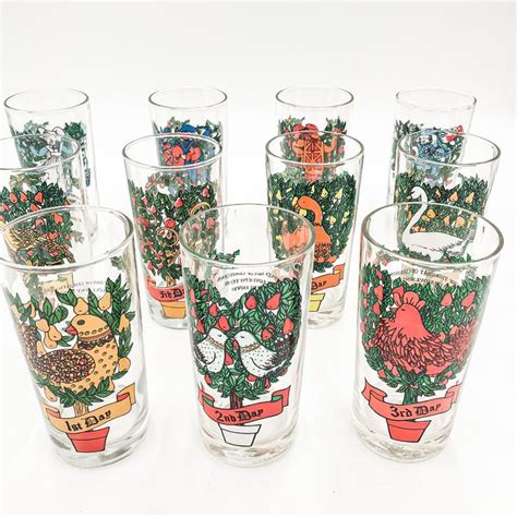 Assembled Set Of 12 Days Of Christmas Drinking Glasses Etsy Christmas Drinking Glasses