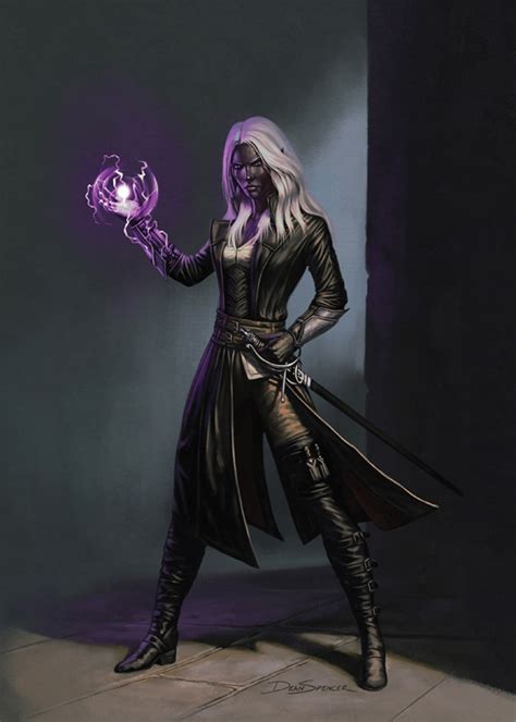 Cover Full Page Dark Elf Warlock Rpg Stock Art Dean Spencer Art