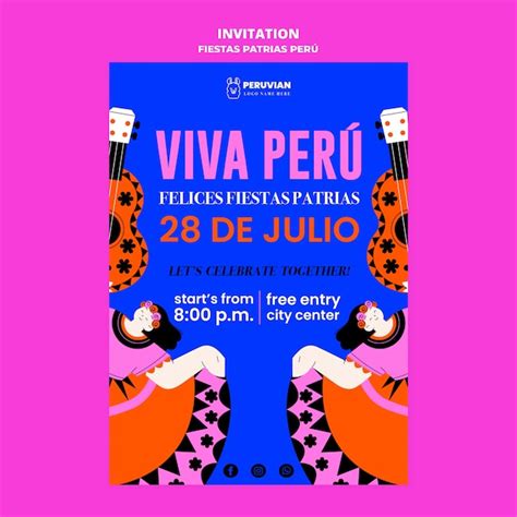 Free Psd Fiestas Patrias Peru Celebration Invitation Template