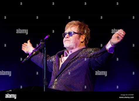 English musician Sir Elton John performs during a live event in the ...