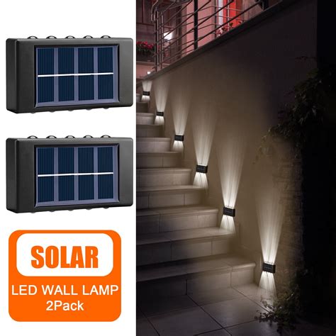 2 8pack Outdoor Solar Led Deck Light Path Garden Pathway Stairs Step Fence Lamp