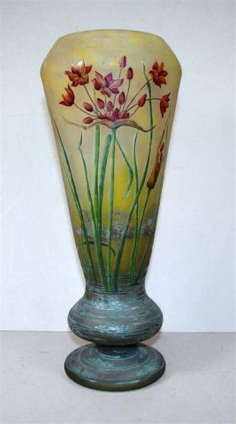 Signed Daum Nancy Cameo Art Glass Vase Vintage French Glass