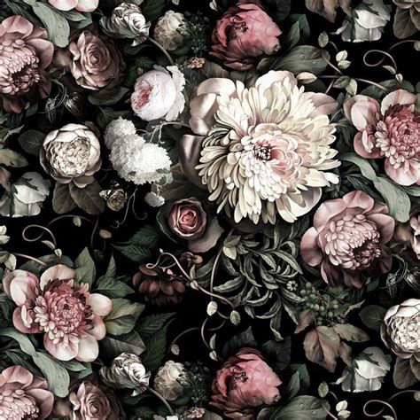 dark floral ii black saturated vinyl wallcovering black floral
