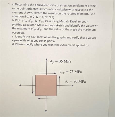 1 A Determine The Equivalent State Of Stress On An Chegg