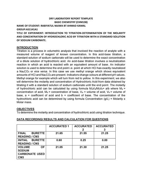 LAB Report Experiment 5 DRY LABORATORY REPORT TEMPLATE BASIC