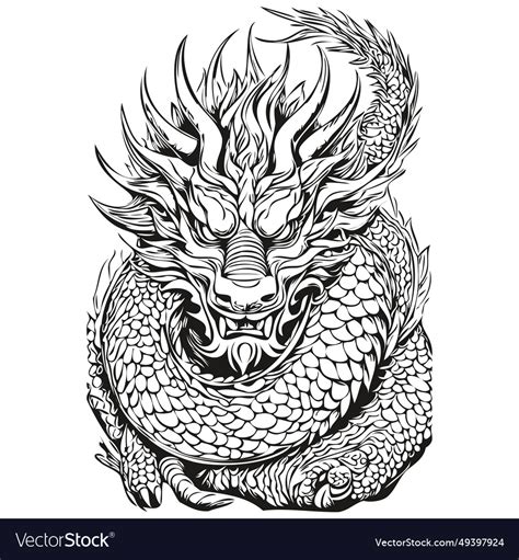 Year symbol dragon sketch for 2024 new art Vector Image