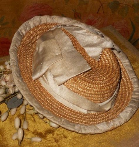 Beautiful All Original Straw Bonnet With Silk Decoration Item 1321033