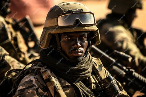 Premium AI Image | Closeup of Black African Military Soldiers