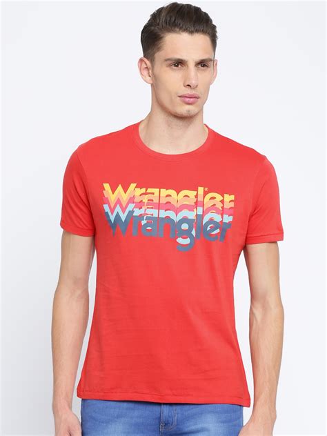 Buy Wrangler Men Red Printed Round Neck T Shirt Tshirts For Men