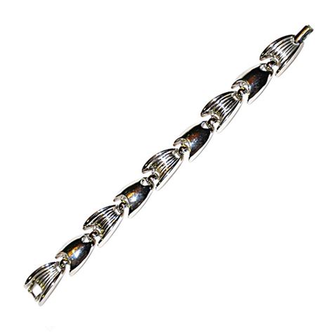 Signed Trifari silver bracelet For Sale at 1stdibs