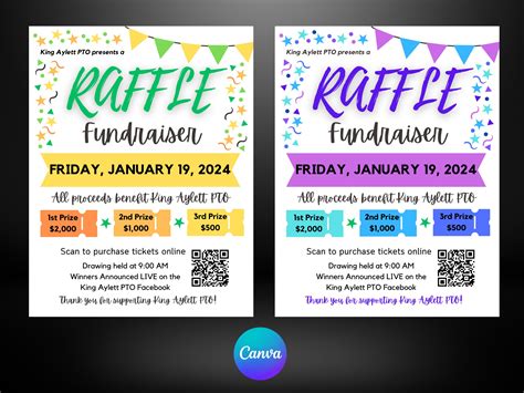 Raffle Fundraiser Flyer Canva Template Customizable For PTA PTO School