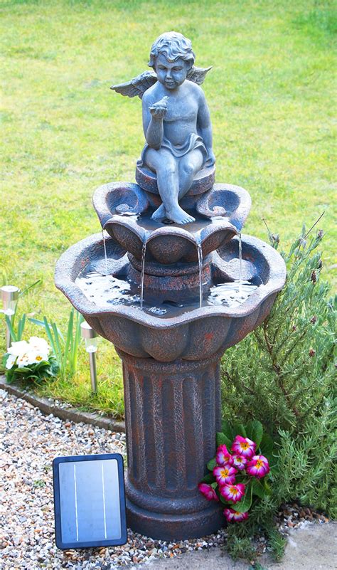 Buy Primrose 107cm Solar Powered 2 Tier Minel Bird Bath Water Feature