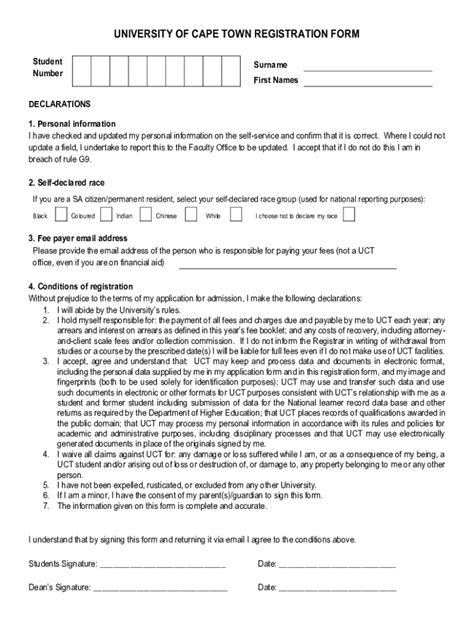 Fillable Online Webcms Uct Ac UCT Student Administrative Forms Fax