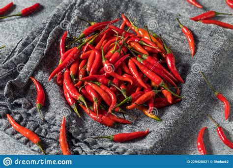 Healthy Organic Thai Red Chili Peppers Stock Image - Image of ripe ...