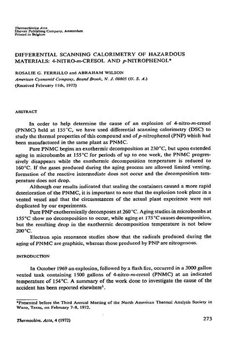 PDF Differential Scanning Calorimetry Of Hazardous Materials 4 Nitro