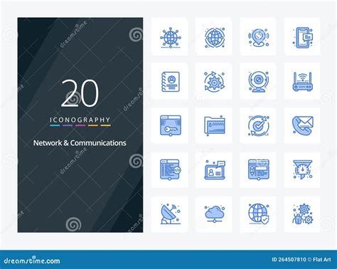 20 Icono De Color Azul De La Red Y Las Comunicaciones Para La