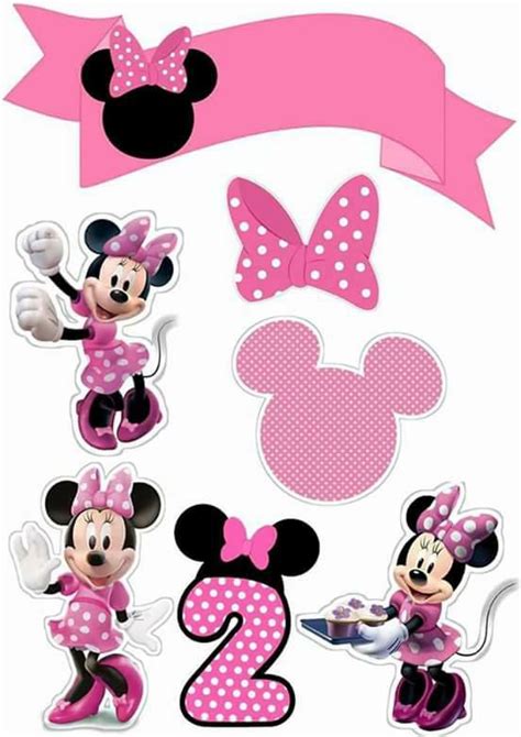 Minnie En Rosa Toppers Para Tartas Tortas Pasteles Bizcochos O