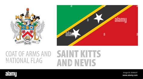 Vector set of the coat of arms and national flag of Saint Kitts and ...