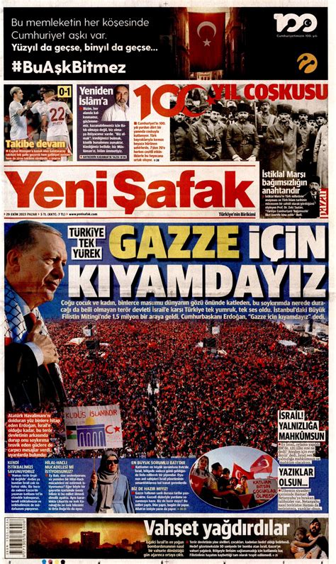 Yeni Şafak Gazetesi Yeni Şafak Manşet Oku Haberler 29 Ekim 2023