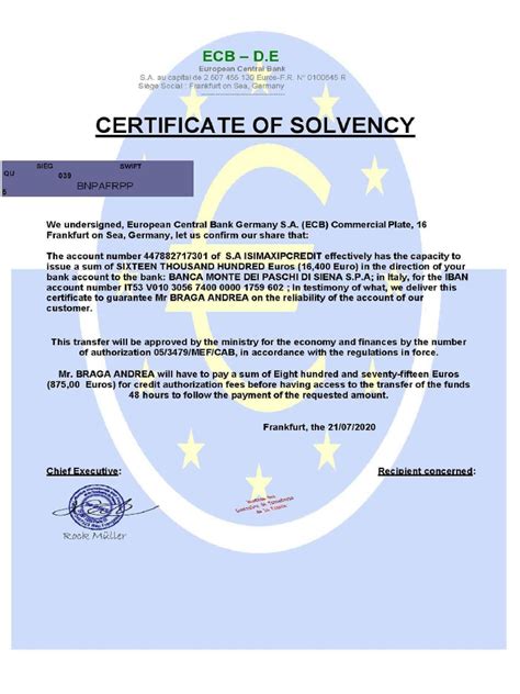 Solvency Certificate Pdf