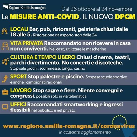 Il Nuovo Dpcm In Vigore Dal Ottobre Fino Al Novembre