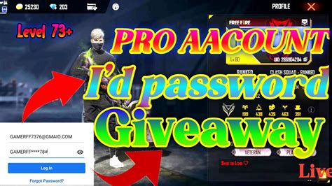 Free Fire Pro Id And Password Giveaway Free Fire Facebook Password