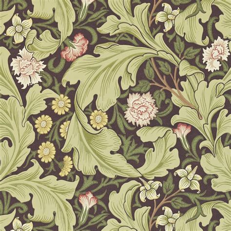 Leicester Wallpaper Chocolate Olive 212542 William Morris Co