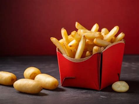 Premium Photo French Fries Or Fried Potatoes In A Red Carton Box