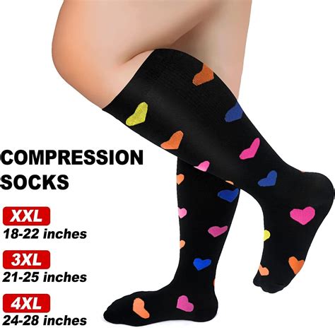 2xl 7xl Skin Purple Electrocardiogram Plus Size Compression Socks 3 Pa Plusock