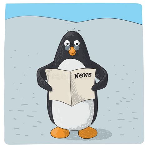 Pinguin D Liest Ein Buch Stock Abbildung Illustration Von