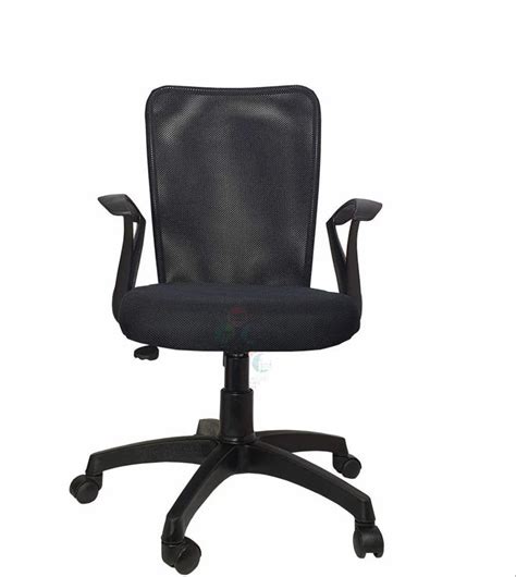 Mid Back Workstation Revolving Chair Adjustable Arm Black At Rs