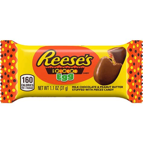 Reese S Stuffed With Pieces Milk Chocolate Peanut Butter Egg Candy 1 1 Oz Packs 24 Count