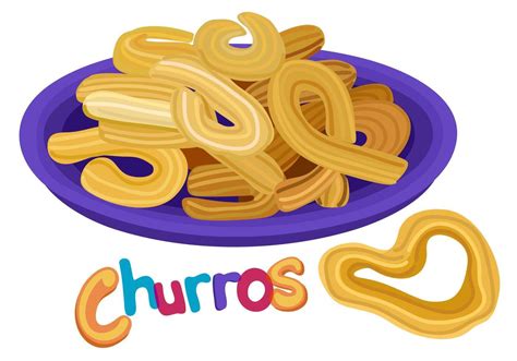 Churros Served On Plate Spanish Traditional Sweet Snack Isolated