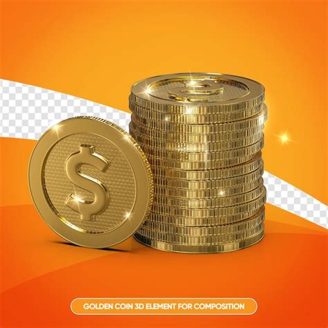 Moedas De Ouro Realistas Em 3d Render Isoladas PSD Premium