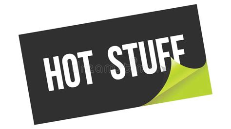 HOT STUFF Text On Black Green Sticker Stamp Stock Illustration