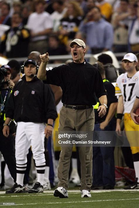 Super Bowl Xl Pittsburgh Steelers Coach Bill Cowher On Sidelines