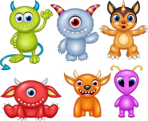 Premium Vector Cartoon Monster Collection Set