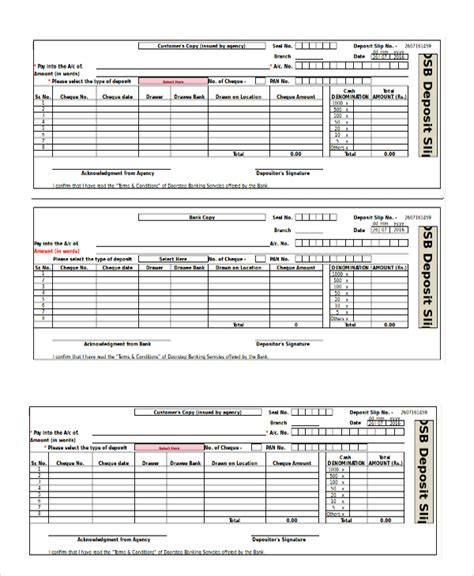 Cash Deposit Slip Templates | 15+ Free Docs, Xlsx & PDF Formats, Samples, Exampels